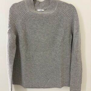 Vince Light Gray Ribbed Crewneck Sweater